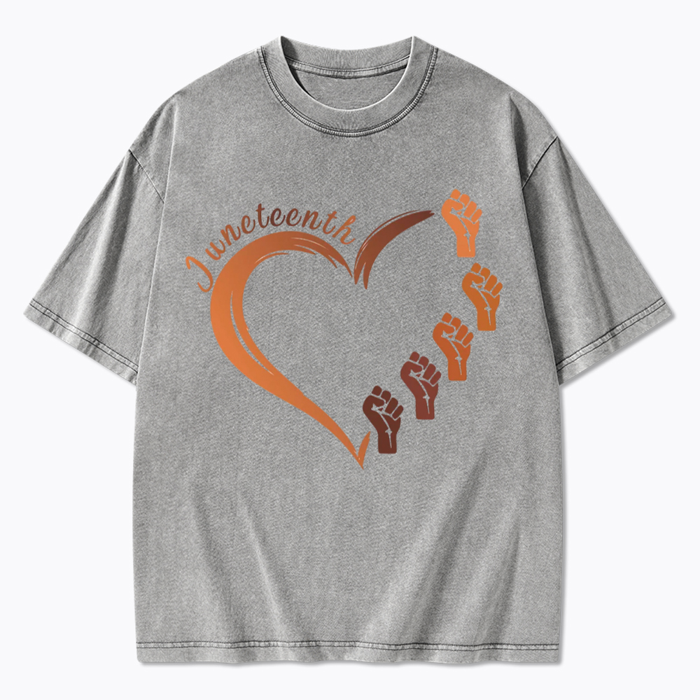 Juneteenth Heart Black Pride Washed T-Shirt