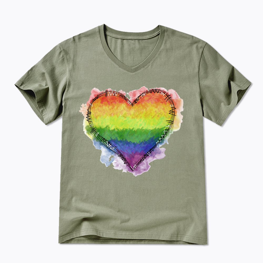 Rainbow Heart V-Neck Classic T-Shirt