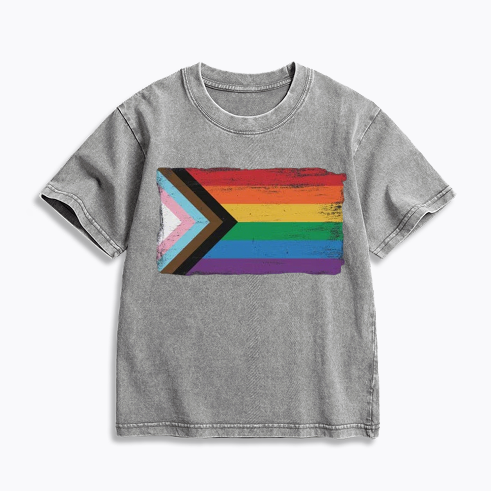 Progress Pride Flag Kids Washed T-Shirt