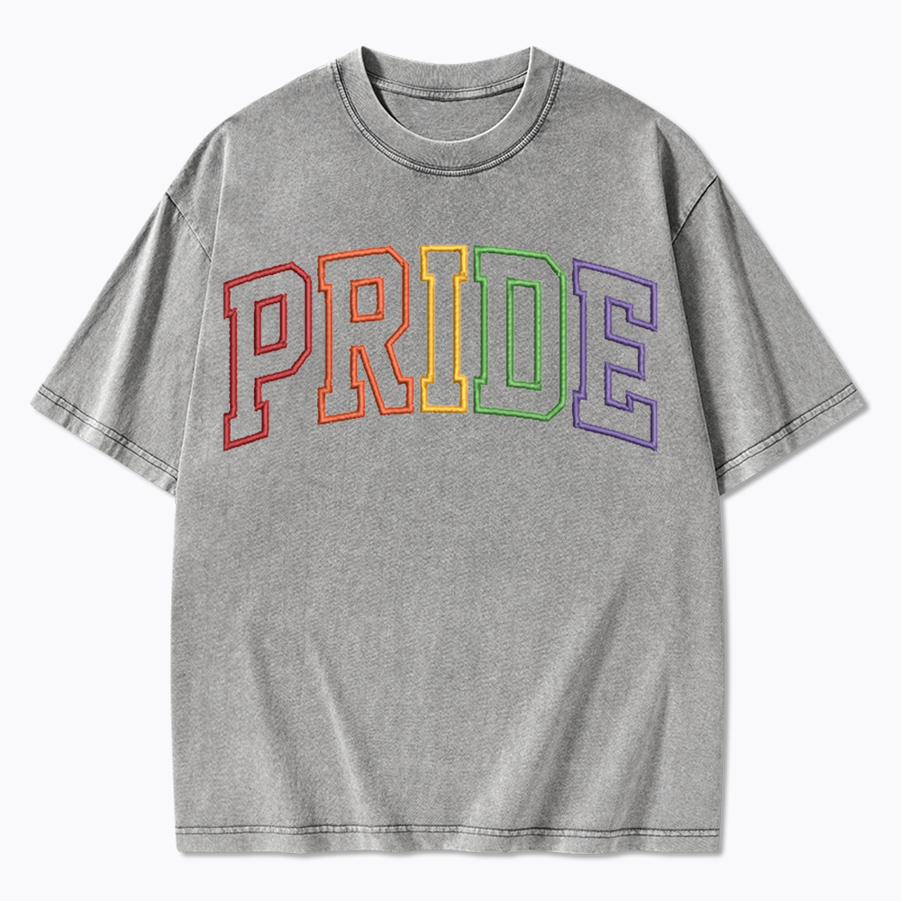 Embroidered Pride Washed T-Shirt