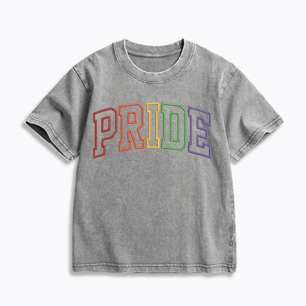 Embroidered Pride Kids Washed T-Shirt 