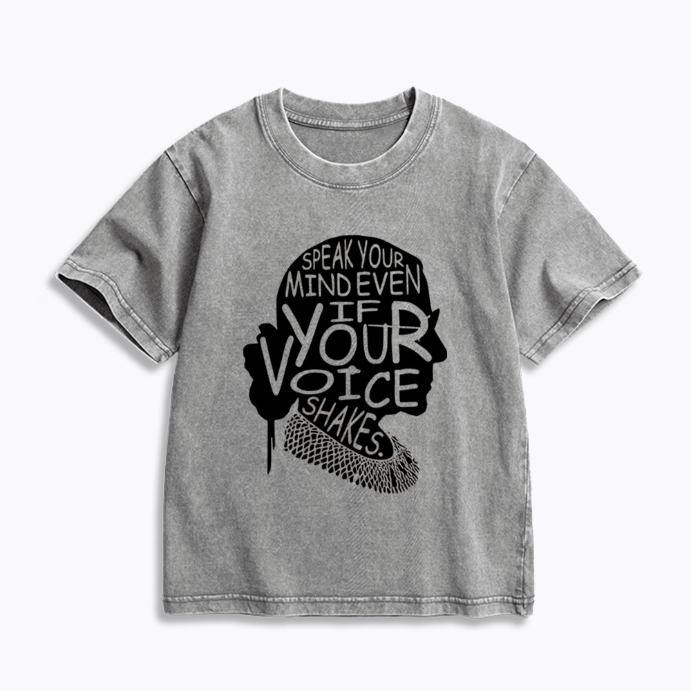 RBG Speak Your Mind Even Even If Your Voice Shakes Kids Washed T-Shirt
