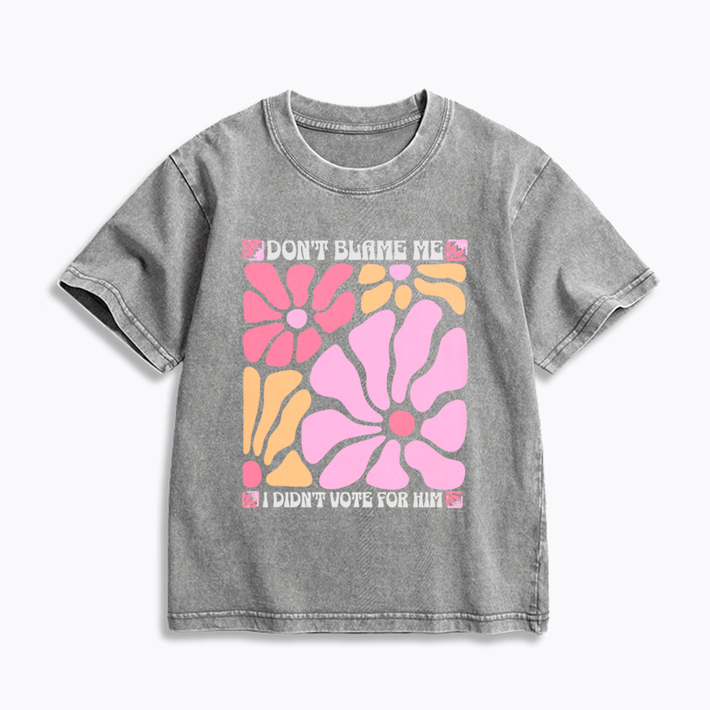 I Didn't Vote For Him Wildflowers Kids Washed T-Shirt