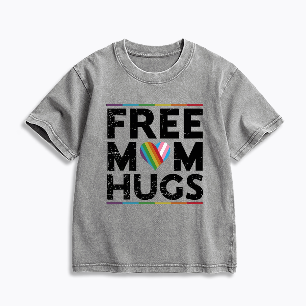 Free Mom Hugs Kids Washed T-Shirt 