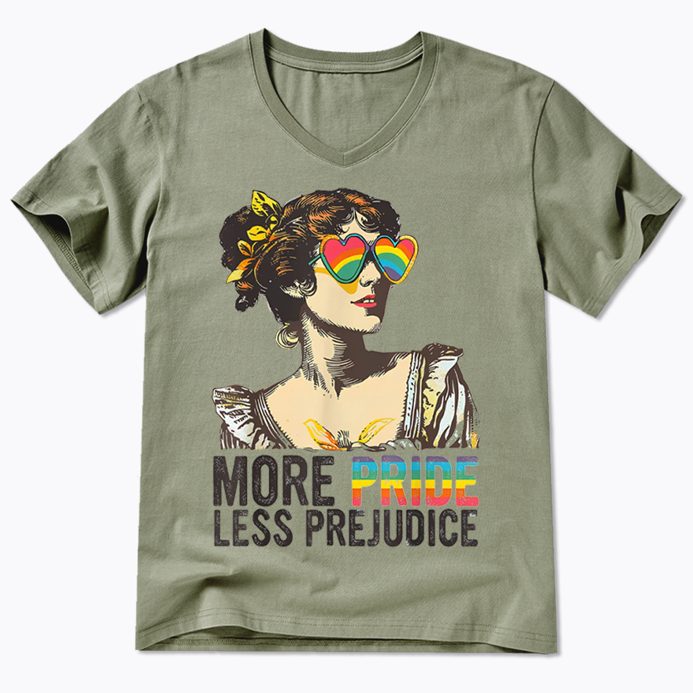 More Pride Less Prejudice V-Neck Classic T-Shirt