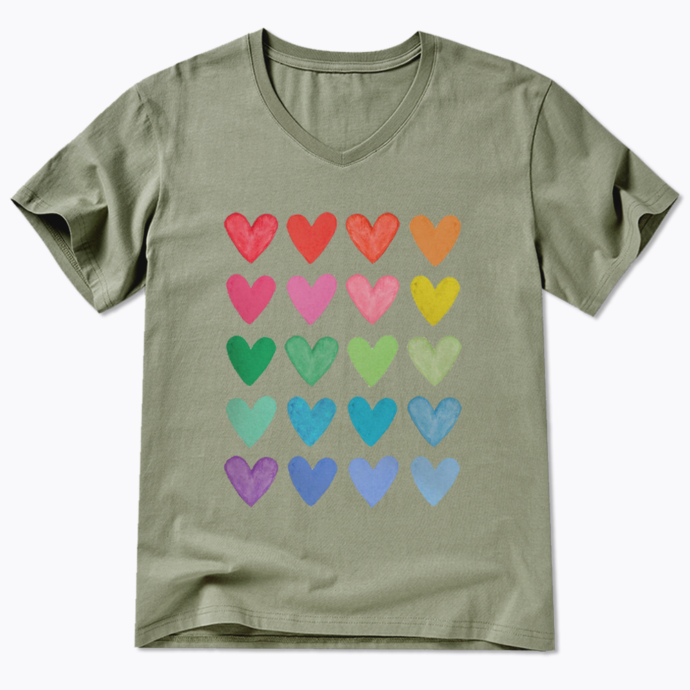 Rainbow Hearts V-Neck Classic T-Shirt