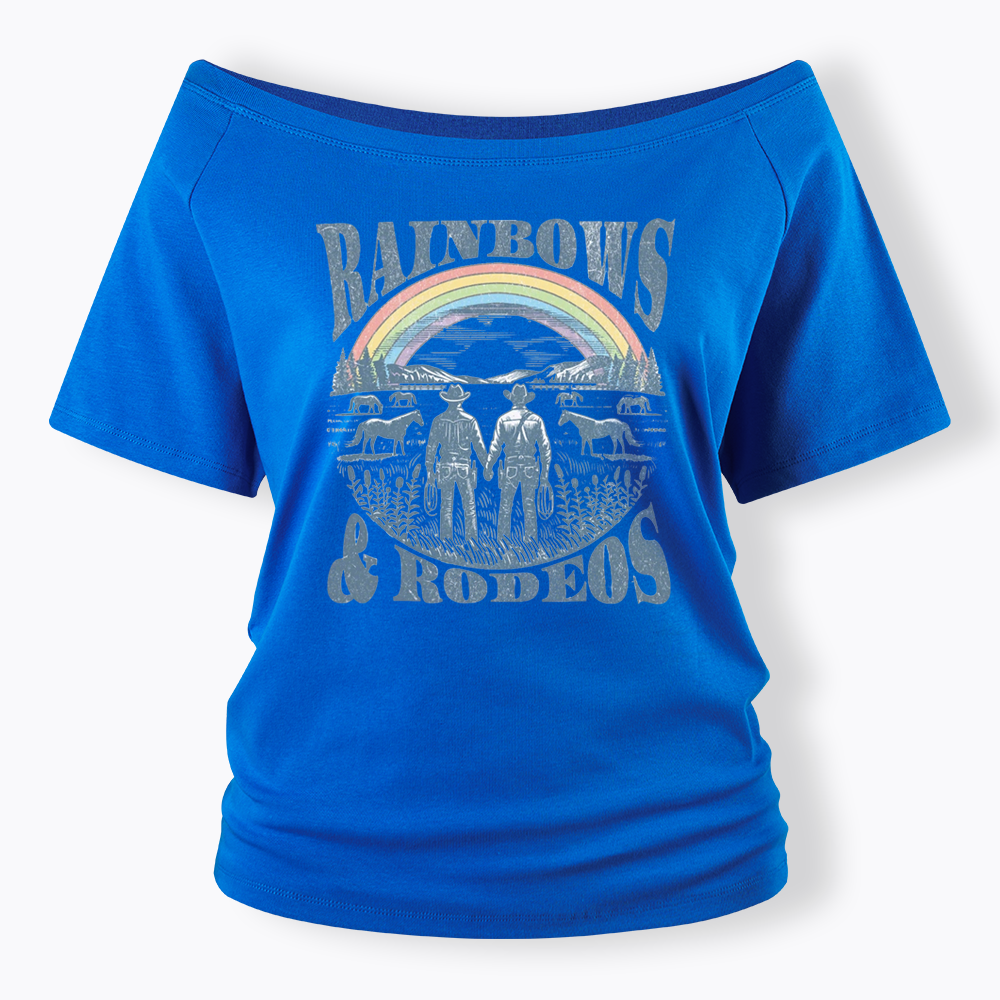 Rainbows Rodeo Off Shoulder T-shirt