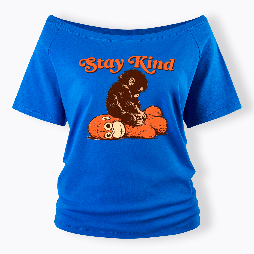 Punch Monkey Stay Kind Off Shoulder T-Shirt