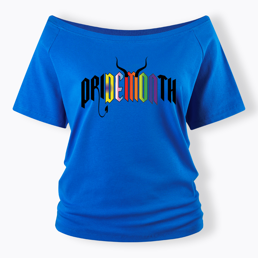 Pridemonth Demon Vibes Rainbow  Off Shoulder T-shirt