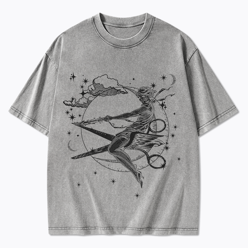 Scissors Witch Lesbian Washed T-Shirt