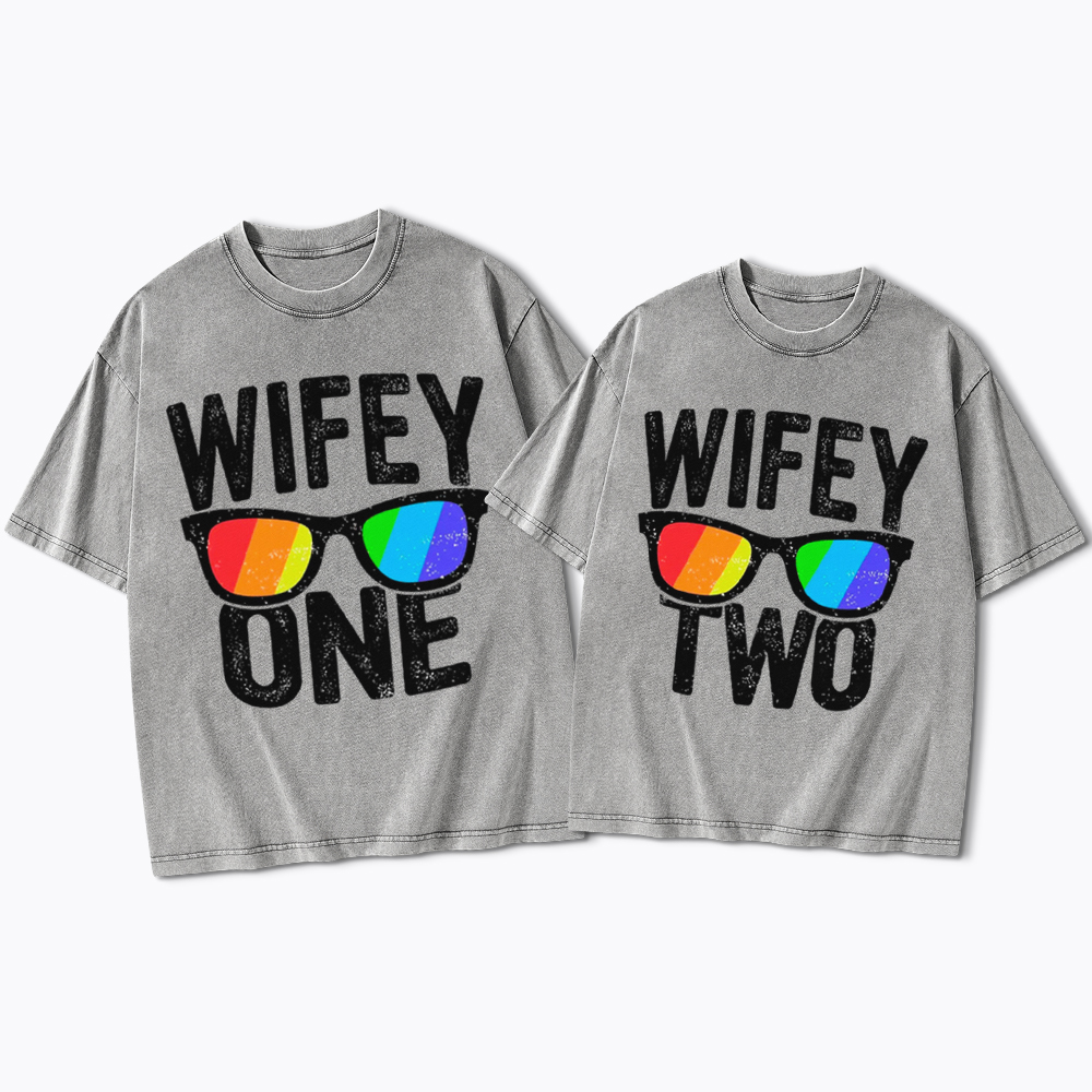 Lesbian Wife Two Wives Washed T-Shirt