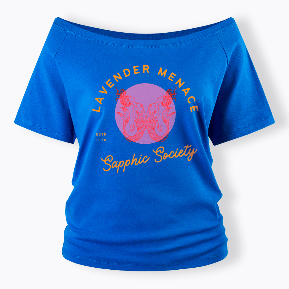 Lavender Menace Subtle Lesbian Off Shoulder T-Shirt