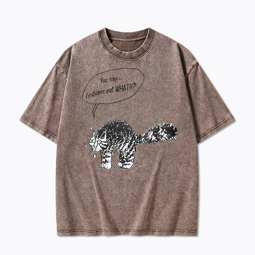 Cartoon Cat Washed T-Shirt