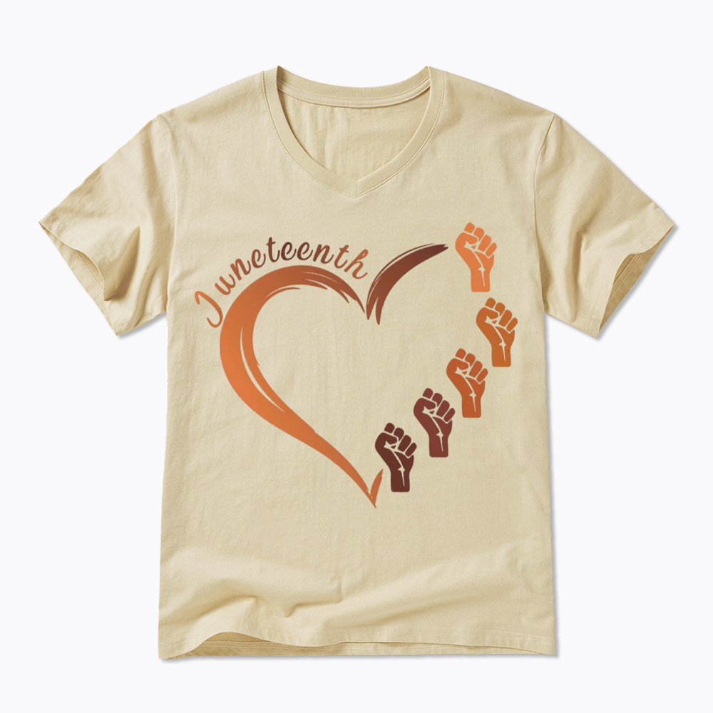 Juneteenth Heart Black Pride V-Neck Classic T-Shirt