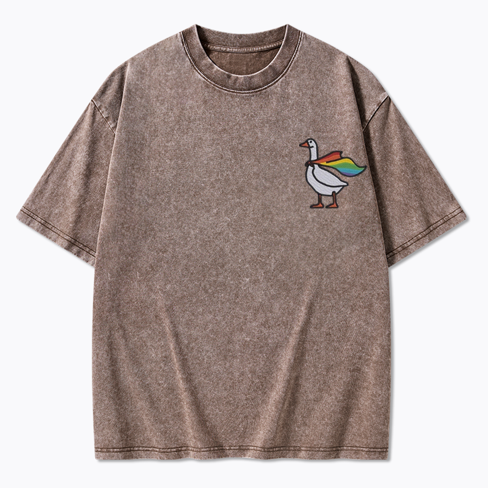 Rainbow Goose LGBTQ Washed T-Shirt