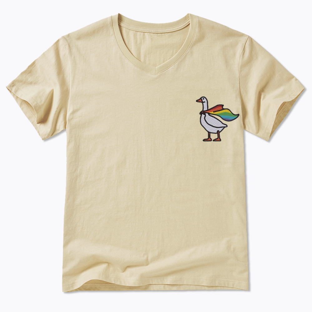 Rainbow Goose LGBTQ V-Neck Classic T-Shirt