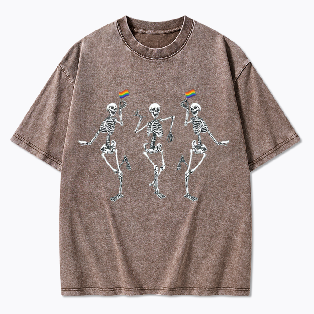 pride dancing skeleton Washed T-Shirt