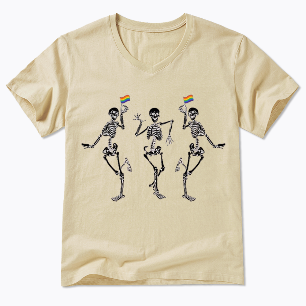 pride dancing skeleton V-Neck Classic T-Shirt