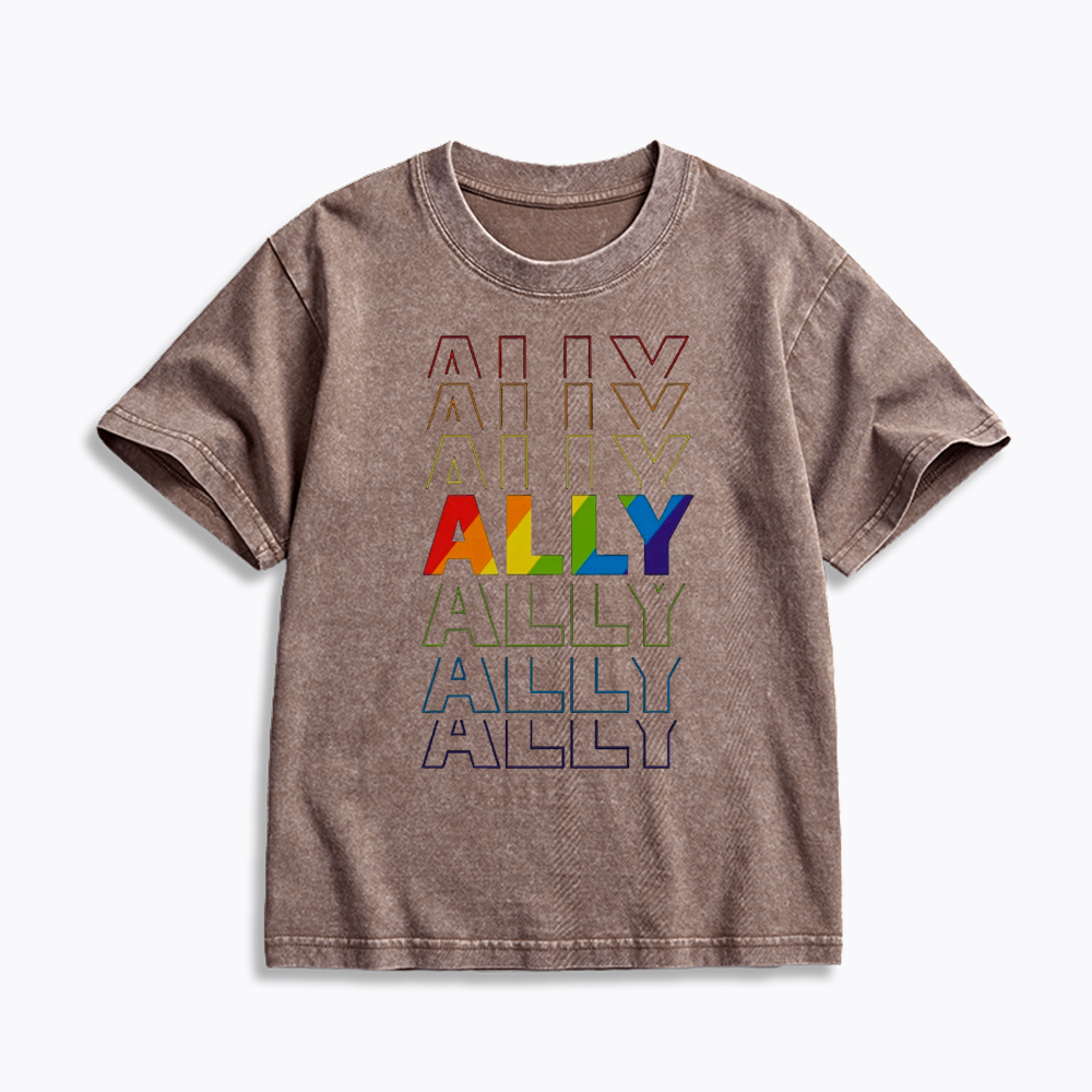 Pride Gift For Ally Kids Washed T-Shirt
