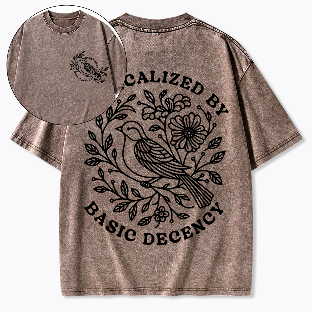 Radicalized By Basic Decency Floral Washed T-Shirt