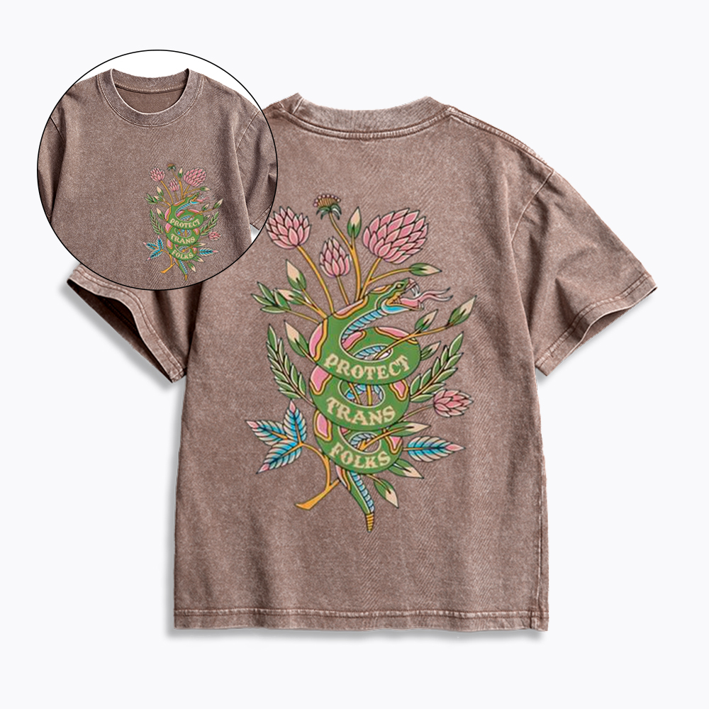 Protect Trans Folks Kids Washed T-Shirt
