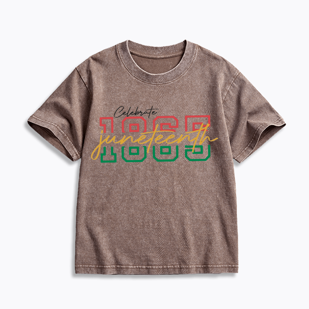 Celebrate 1865 Juneteenth Kids Washed T-Shirt