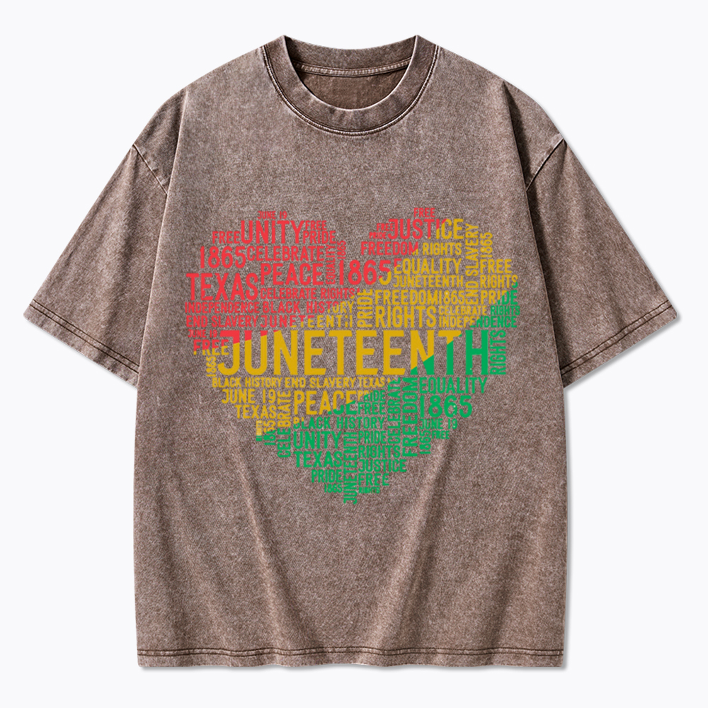 Juneteenth Heart Black History Washed T-Shirt