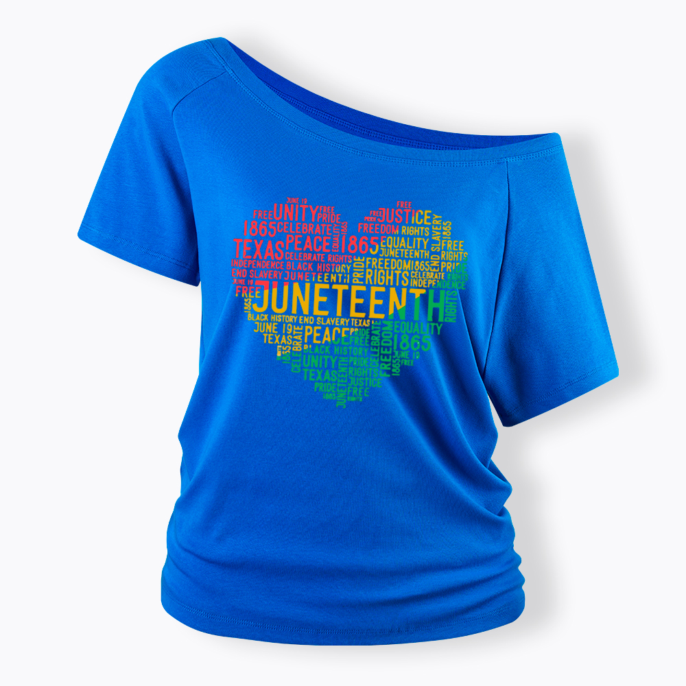 Juneteenth Heart Black History Off Shoulder T-shirt