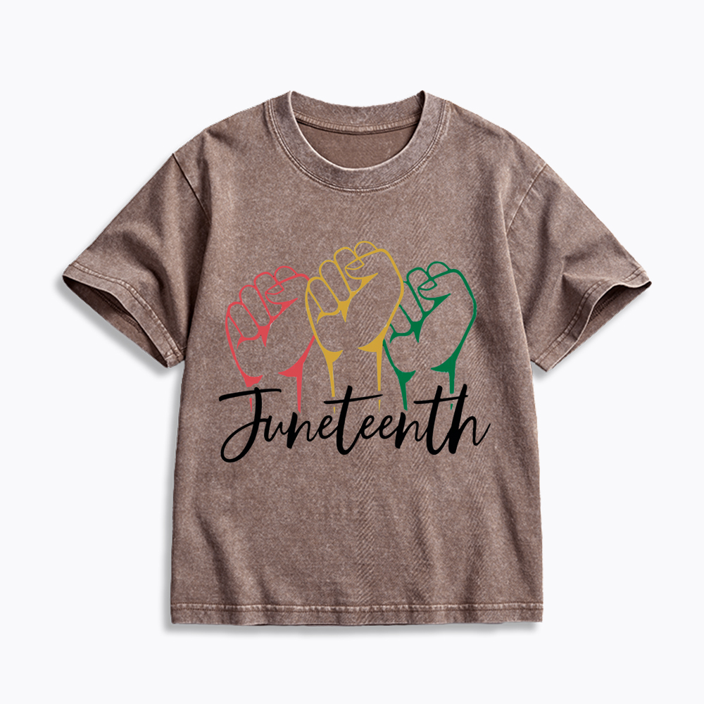 Juneteenth Black History Kids Washed T-Shirt