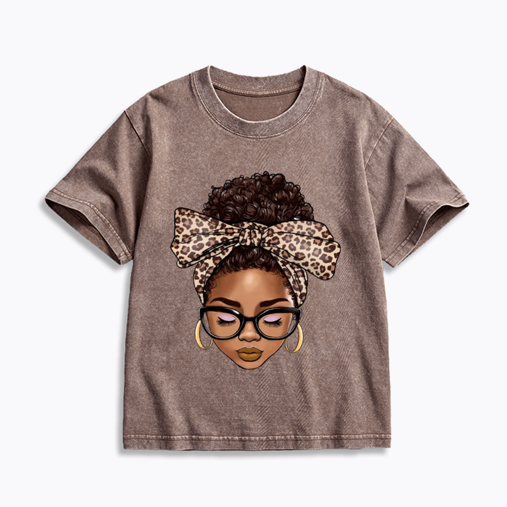 Black Woman Juneteenth Kids Washed T-Shirt