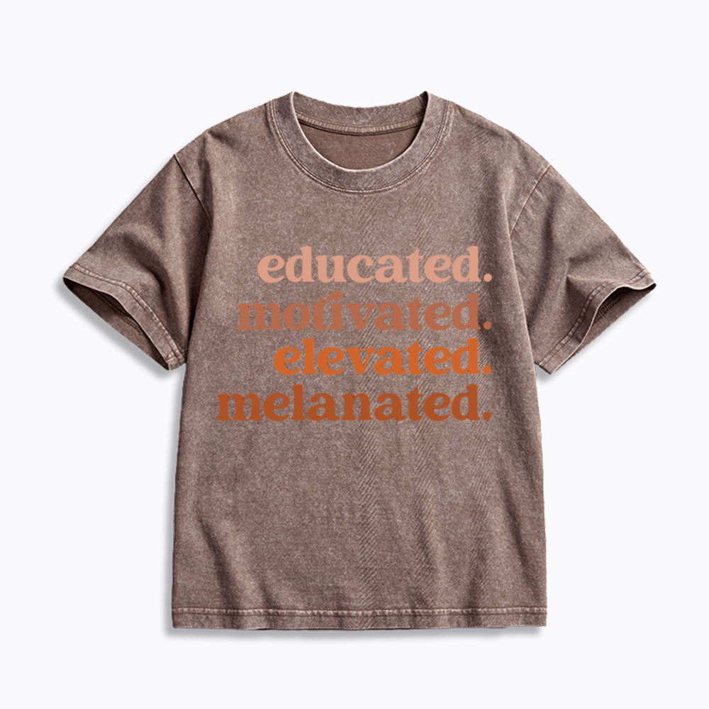 Educated Motivated Melanated Kids Washed T-Shirt