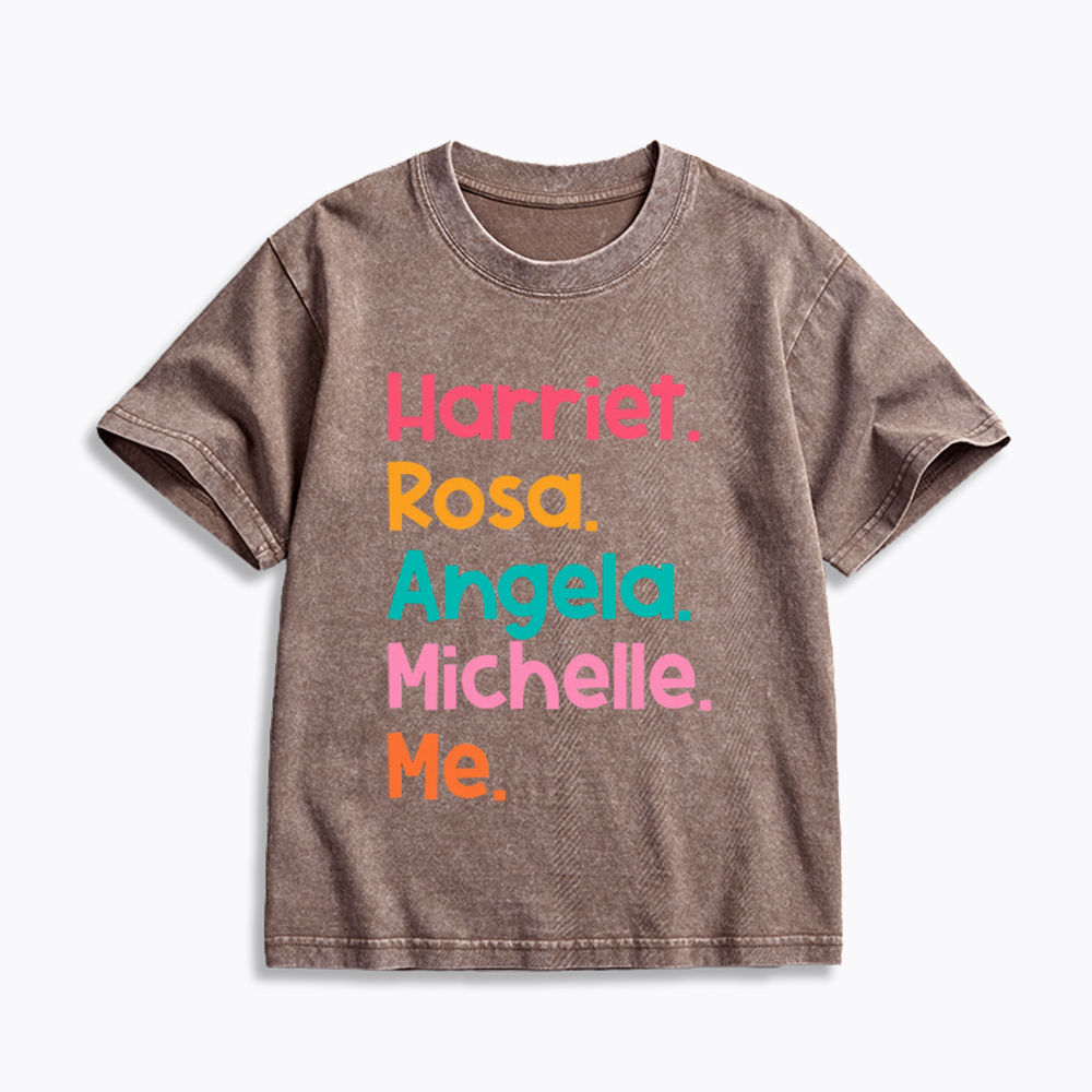 Women Leaders Harriet Rosa Angela Michelle Me Kids Washed T-Shirt