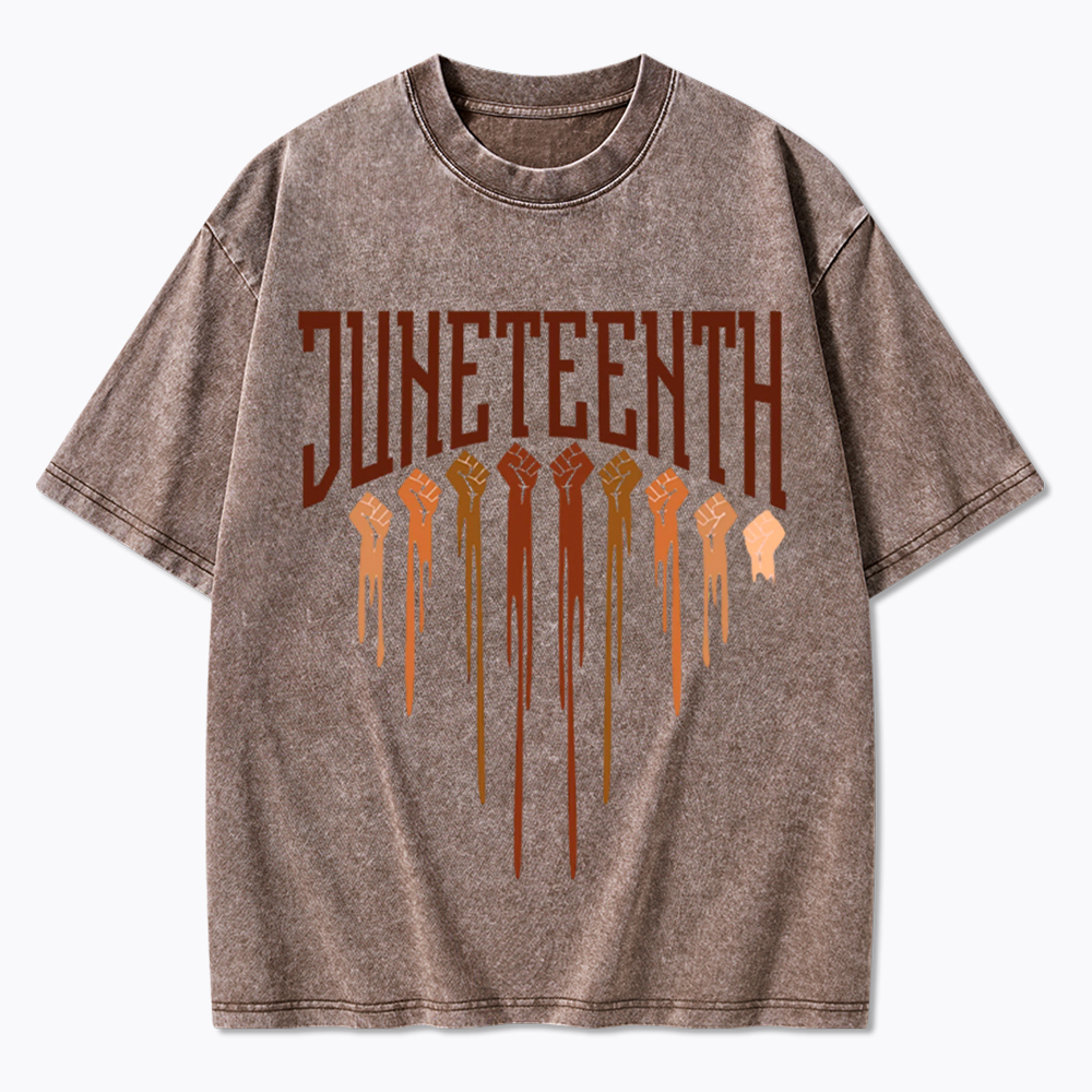 Different Races Skin Juneteenth Washed T-Shirt