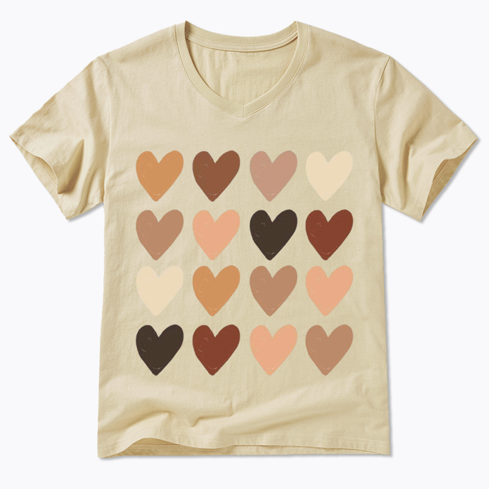 Skin Tone Hearts Racial Equality V-Neck Classic T-Shirt