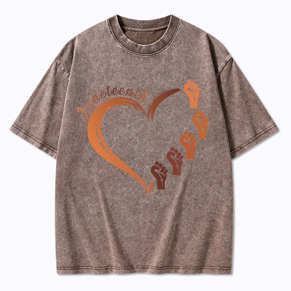 Juneteenth Heart Black Pride Washed T-Shirt