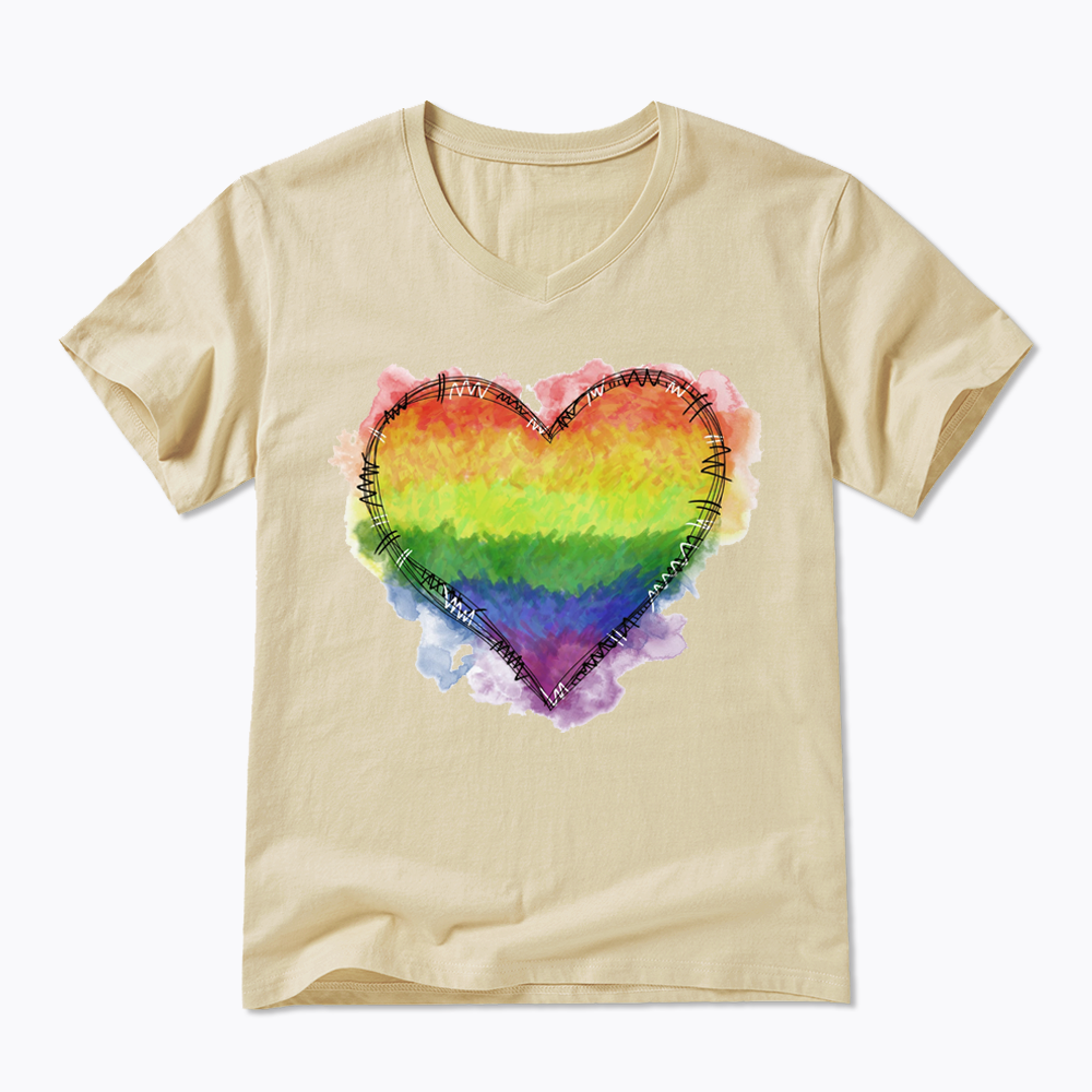 Rainbow Heart V-Neck Classic T-Shirt