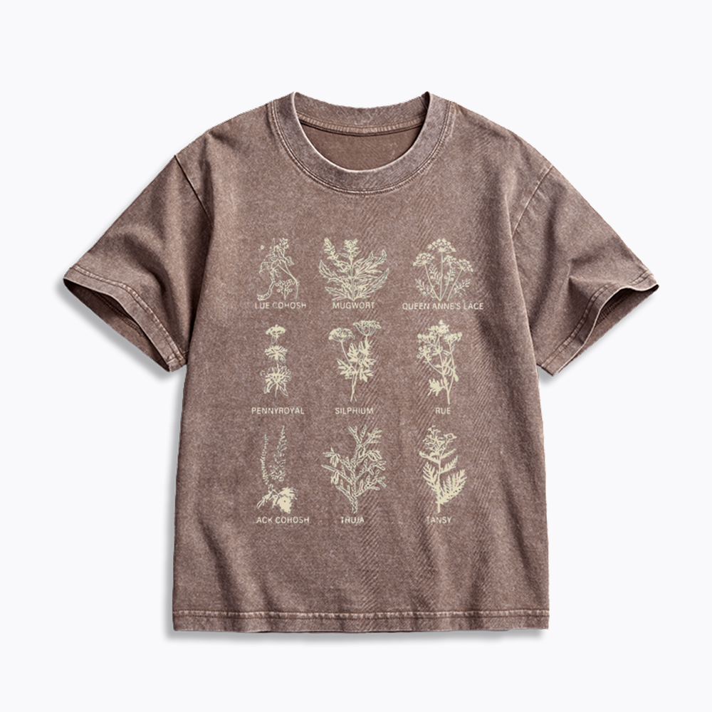 My Body My Choice Abortion Plant Herbs Kids Washed T-Shirt