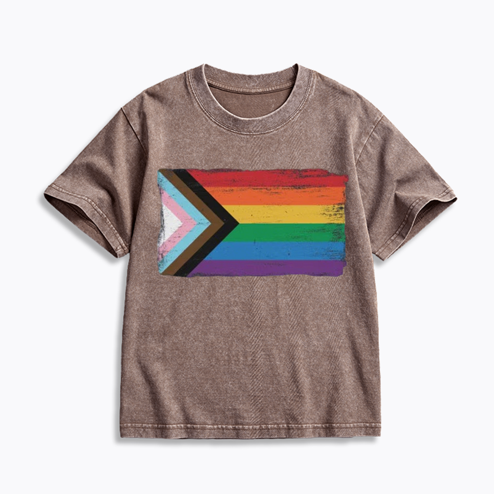 Progress Pride Flag Kids Washed T-Shirt
