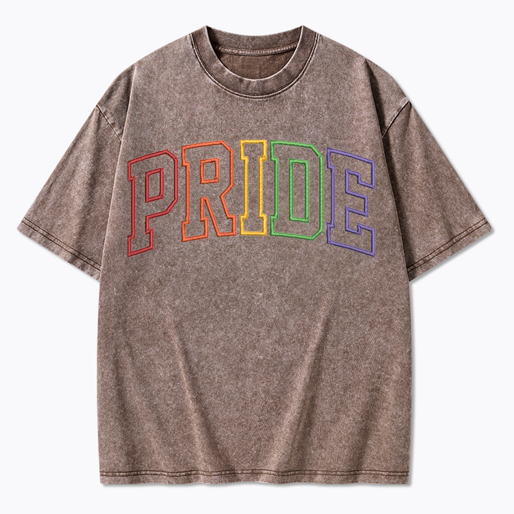 Embroidered Pride Washed T-Shirt