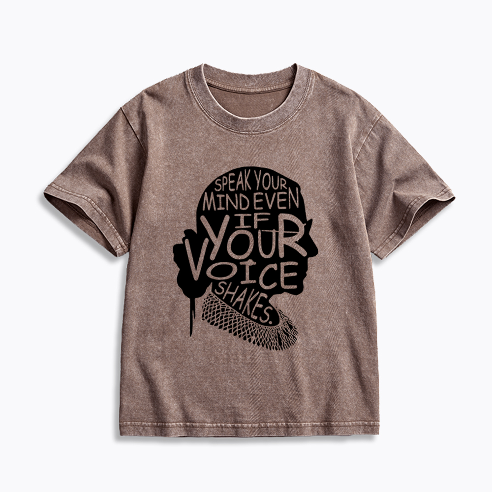 RBG Speak Your Mind Even Even If Your Voice Shakes Kids Washed T-Shirt