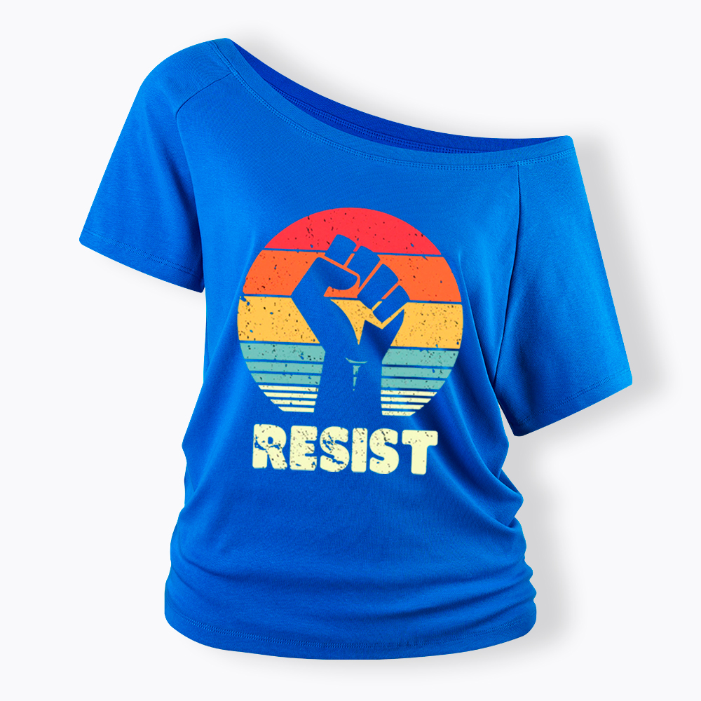 Resist Fist Off Shoulder T-shirt