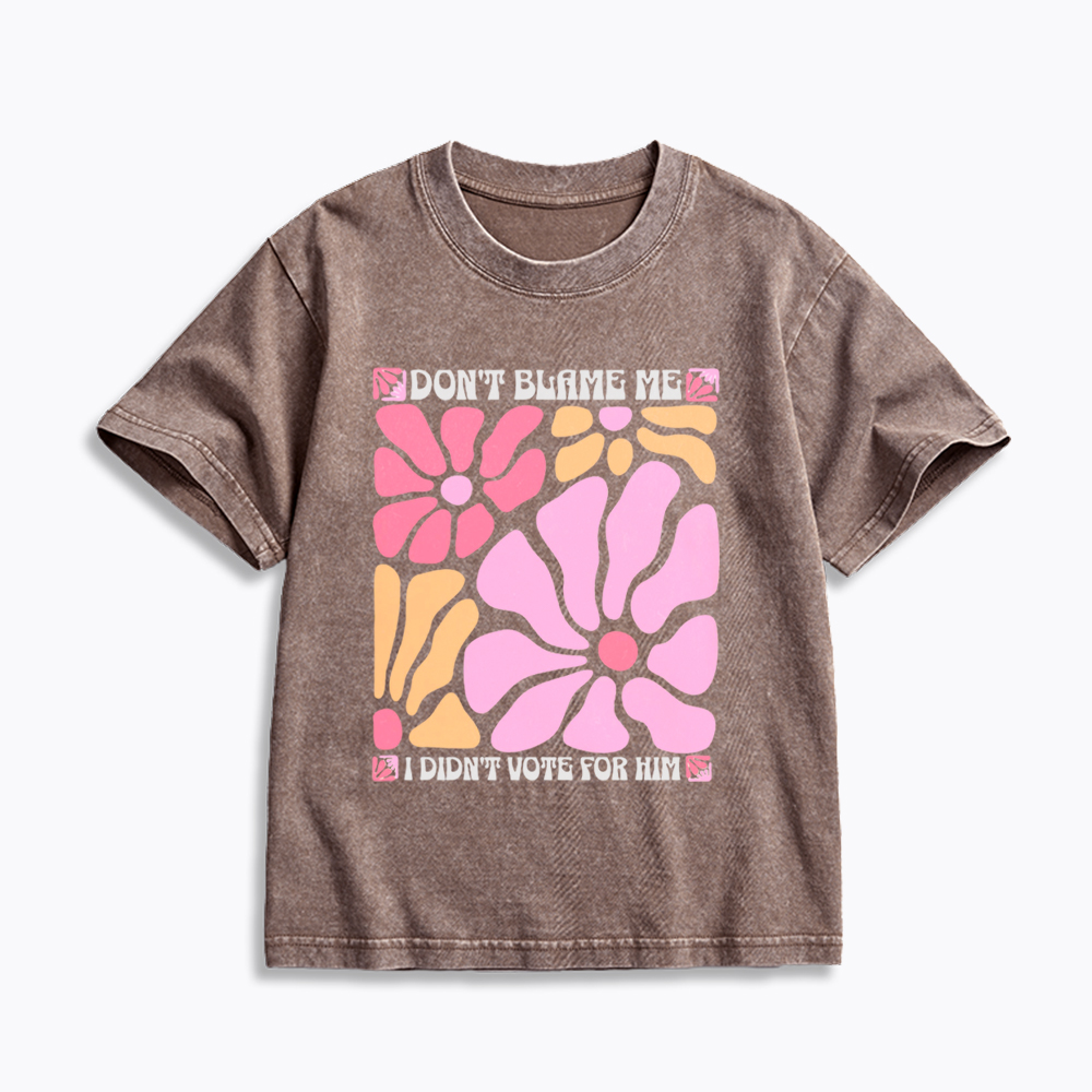 I Didn't Vote For Him Wildflowers Kids Washed T-Shirt