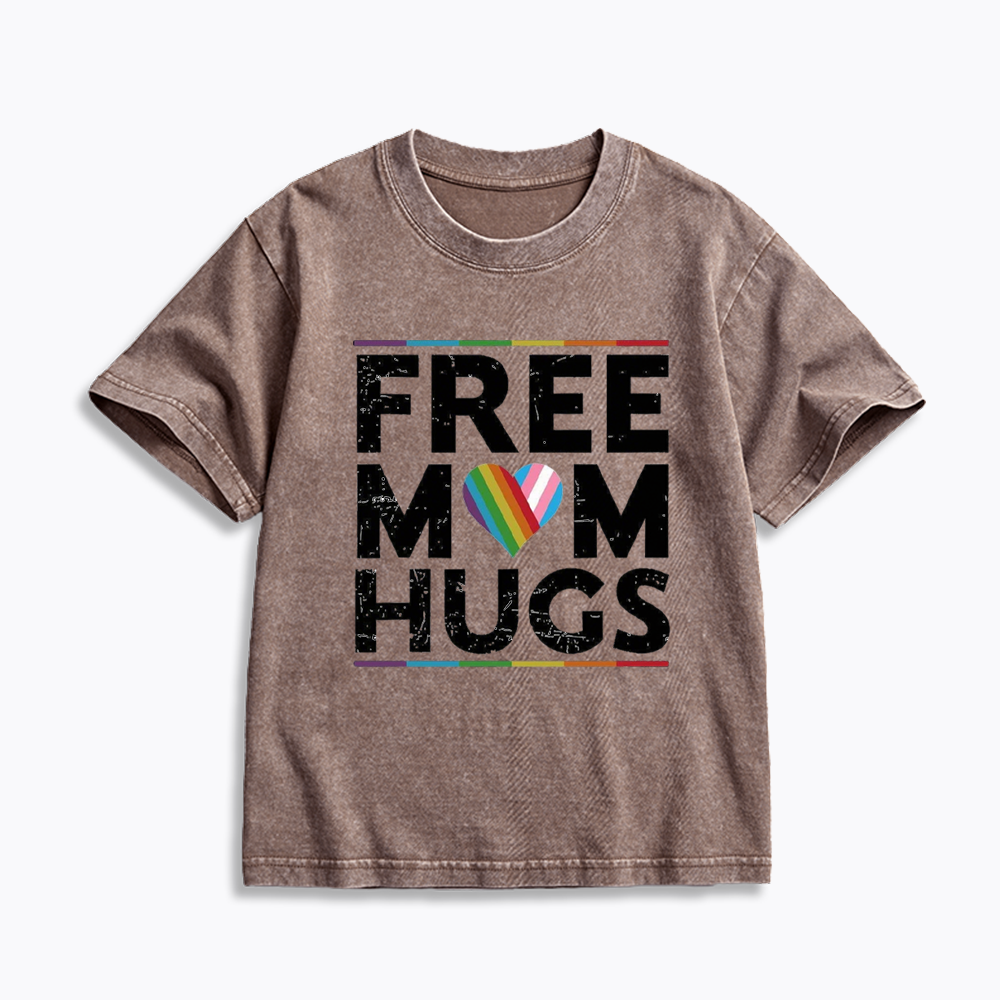 Free Mom Hugs Kids Washed T-Shirt 