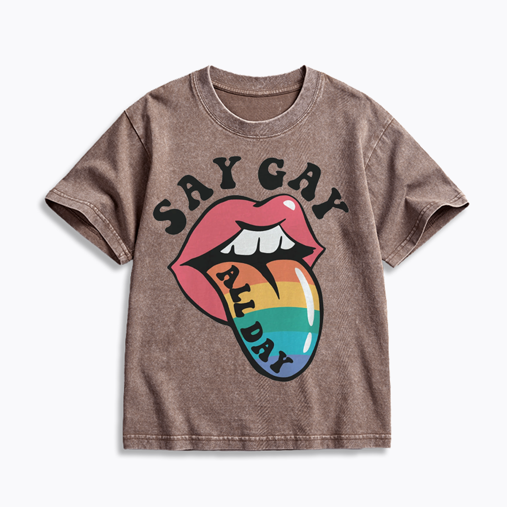 Cute Pride Kids Washed T-Shirt 