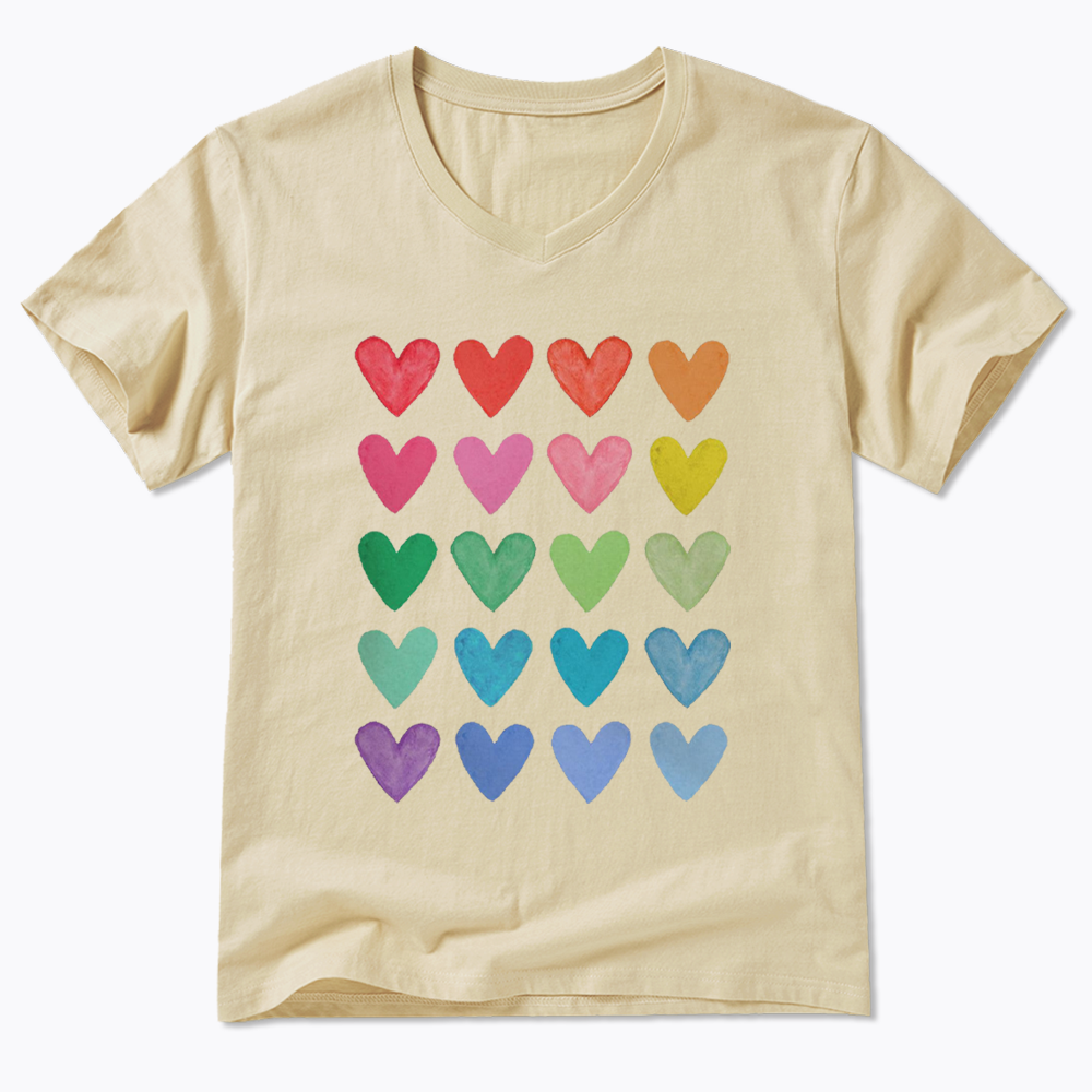 Rainbow Hearts V-Neck Classic T-Shirt