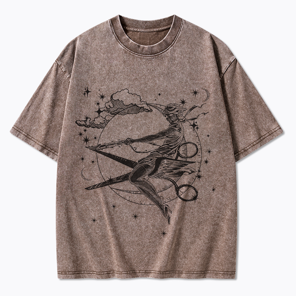 Scissors Witch Lesbian Washed T-Shirt
