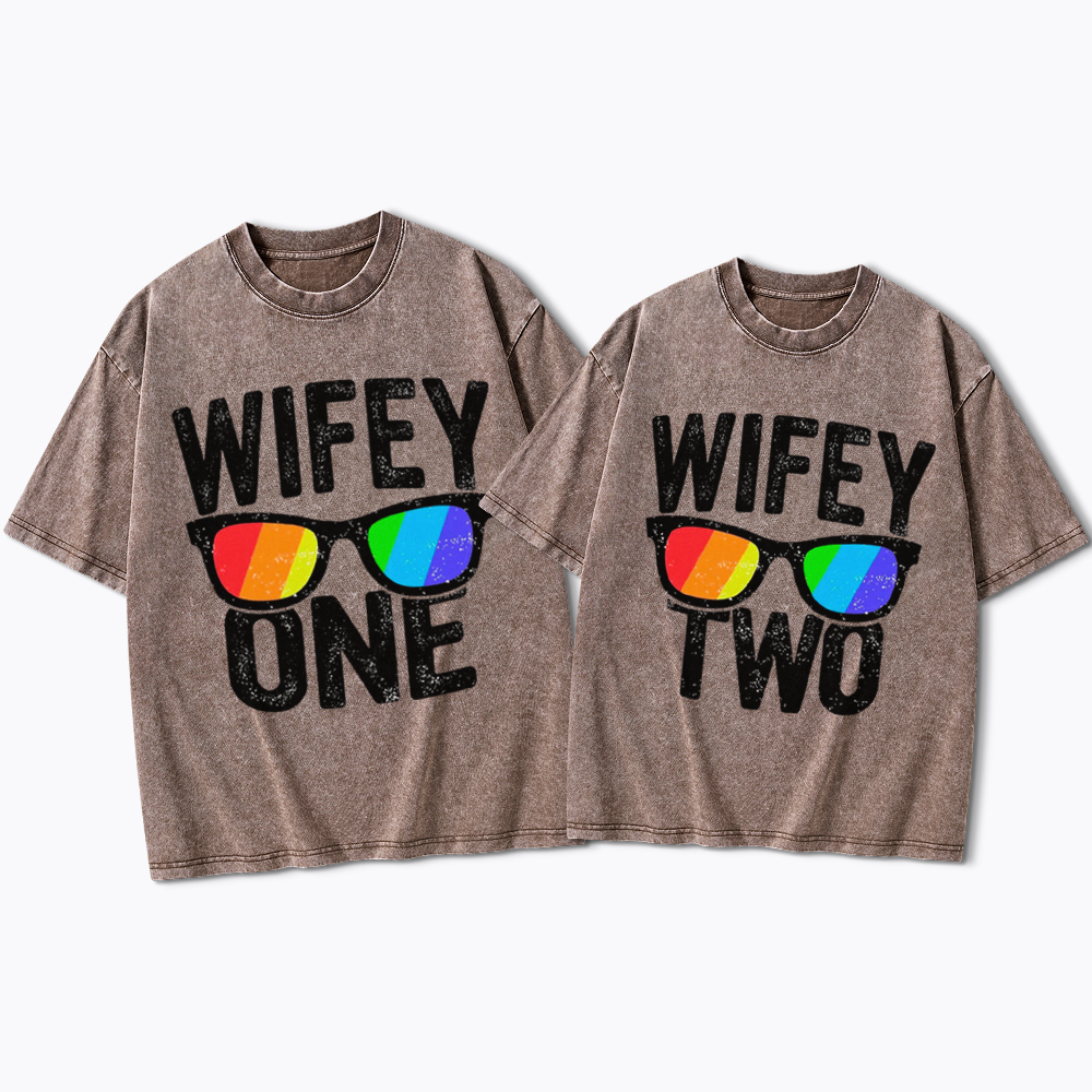 Lesbian Wife Two Wives Washed T-Shirt