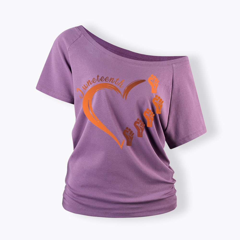 Juneteenth Heart Black Pride Off Shoulder T-shirt