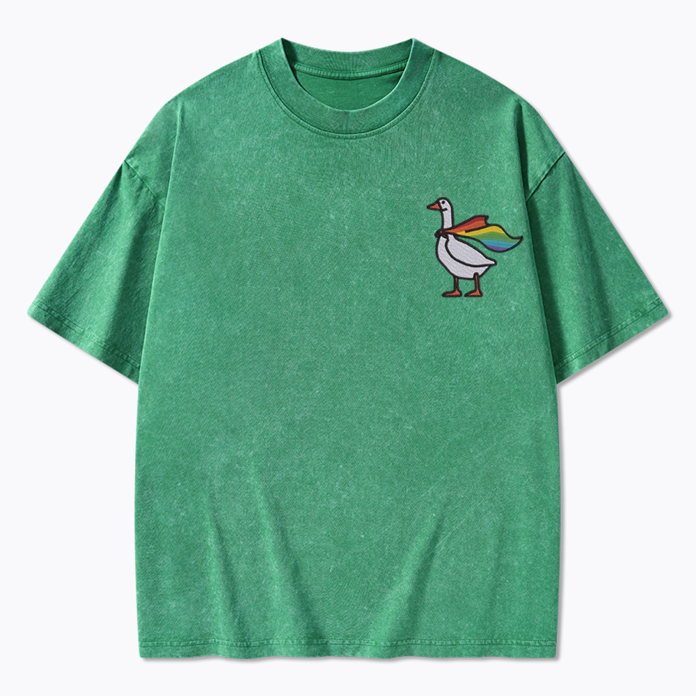 Rainbow Goose LGBTQ Washed T-Shirt