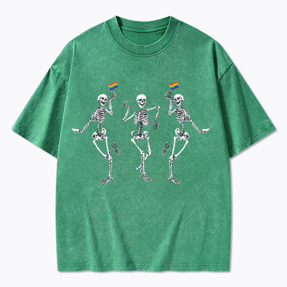 pride dancing skeleton Washed T-Shirt